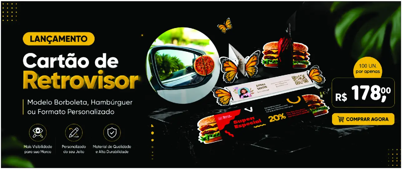 Banner promocional de cartão de retrovisor