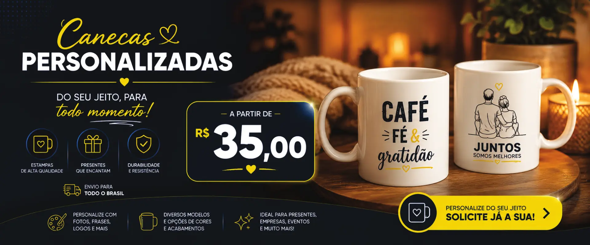 Banner de canecas personalizadas